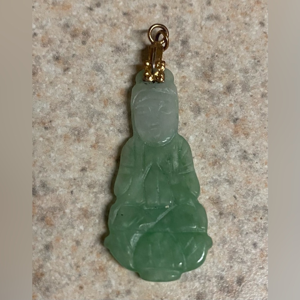 Vintage Green Jade / Jadeite Buddha Pendant | Spiritual Protection Amulet - Picture 3 of 6